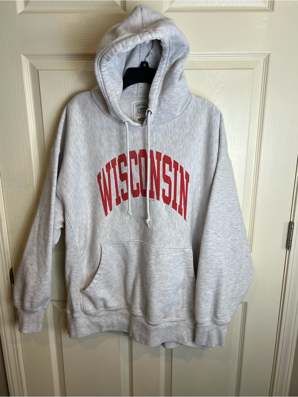 Pro edge campus classics Wisconsin  Graphic Hooded Sweatshirt - Light Gray 2XL